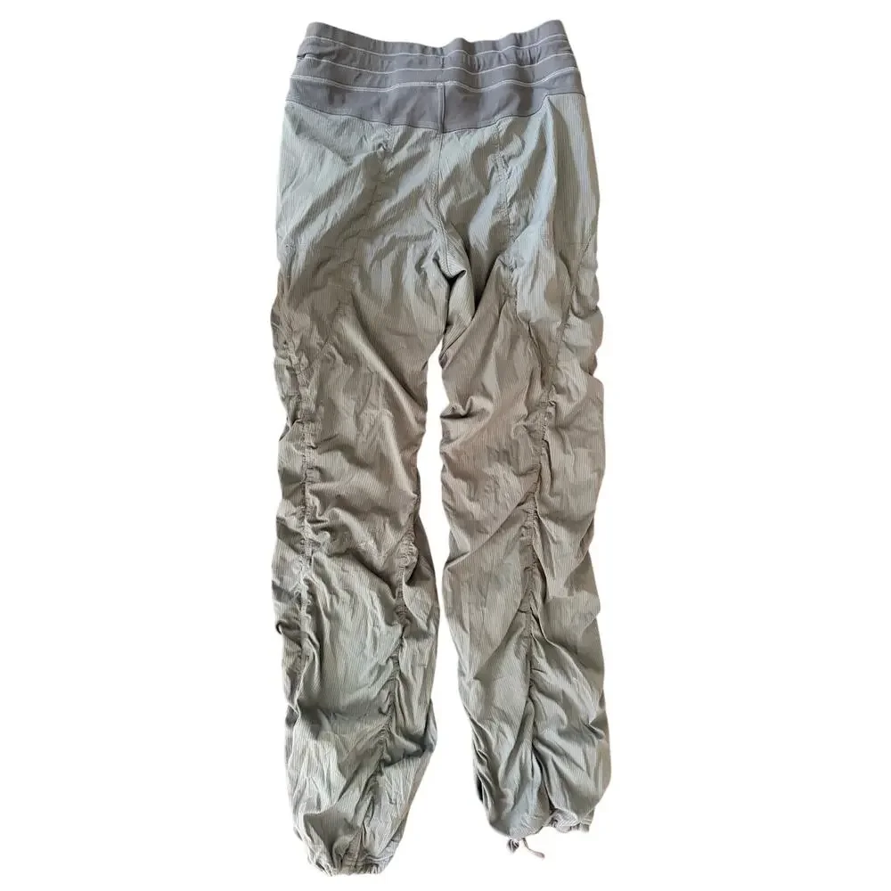 Lululemon Dance Studio Pants Womens 10 Gray Lined Drawstring Ruched Leg Athletic